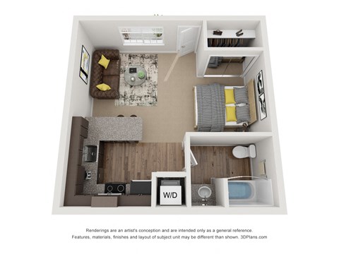 Floor plan for studio, 1 bath, 459 sqft